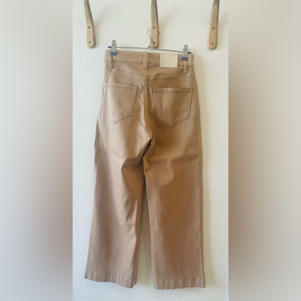NWOT Paige Anessa Coated Wide Leg Ankle Jeans in French Latte Size 24 - Picture 3 of 3
